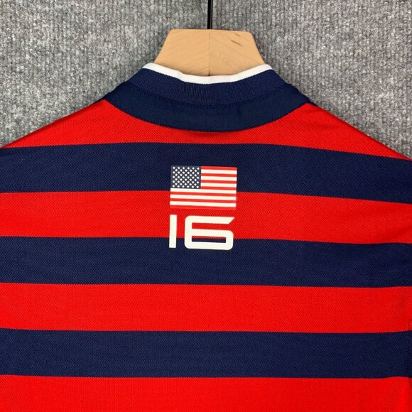 NWT RLX Ralph Lauren 2016 RYDER CUP WOMEN’S SZ SMALL SHIRT STRIPED NAVY RED USA - Picture 4 of 13